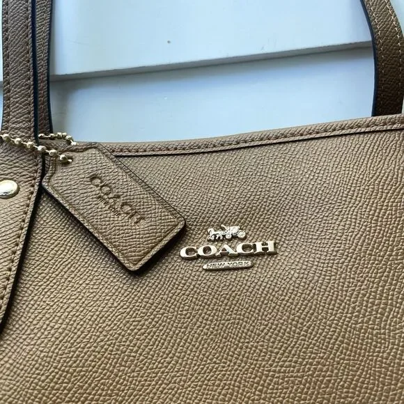 COACH City Zip Tote Saddle Light Brown Crossgrain Leather Bag Gold F58846 - Picture 2 of 13
